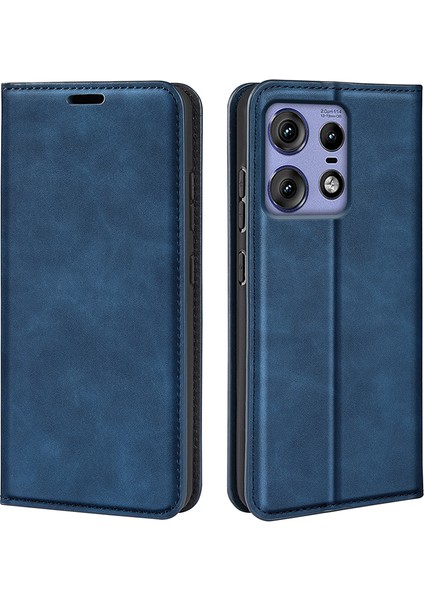 Motorola Edge 50 Pro 5g Kılıf Cüzdan Kart Tutucu Cilt Dostu Deri Cep Telefonu Kılıfı-Mavi (Yurt Dışından)