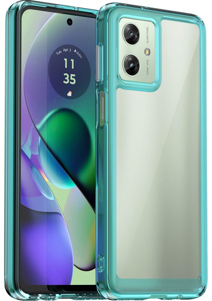 Motorola Moto G54 5g Tpu+Akrilik Kılıf Şeffaf Arka Telefon Kılıfı-Şeffaf Mavi (Yurt Dışından)