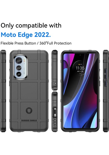 Motorola Edge (2022)5G Grid Kaymaz Aşınmaya Karşı Dayanıklı Kare Telefon Kılıfı Kalınlaştırılmış Tpu Şok Emici Koruyucu-Siyah (Yurt Dışından) modelleri