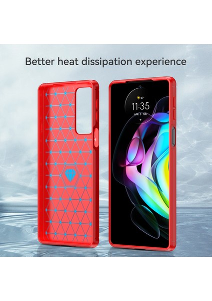 1.8mm Ultra Ince Yumuşak Tpu Kılıf Düşmeye Karşı Hava Yastığı Köşe Tasarımı Karbon Fiber Dokulu Telefon Kılıfı Fırçalanmış Yüzeyli Motorola Edge 20-Kırmızı (Yurt Dışından) modelleri