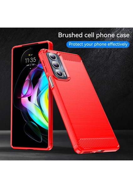 1.8mm Ultra Ince Yumuşak Tpu Kılıf Düşmeye Karşı Hava Yastığı Köşe Tasarımı Karbon Fiber Dokulu Telefon Kılıfı Fırçalanmış Yüzeyli Motorola Edge 20-Kırmızı (Yurt Dışından) fırsatları