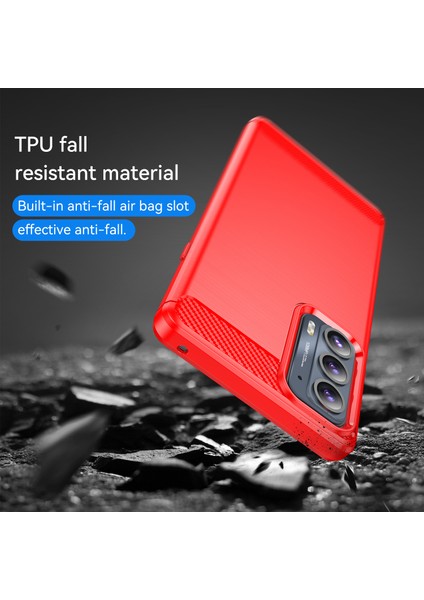 1.8mm Ultra Ince Yumuşak Tpu Kılıf Düşmeye Karşı Hava Yastığı Köşe Tasarımı Karbon Fiber Dokulu Telefon Kılıfı Fırçalanmış Yüzeyli Motorola Edge 20-Kırmızı (Yurt Dışından) indirimleri