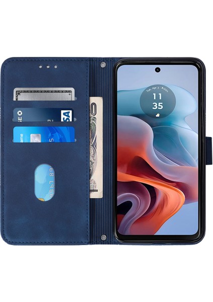 Motorola Moto G45 5G/G34 5g Deri Kılıf El Kayışı Cüzdan Standı Telefon Kılıfı-Safir (Yurt Dışından) fiyatları