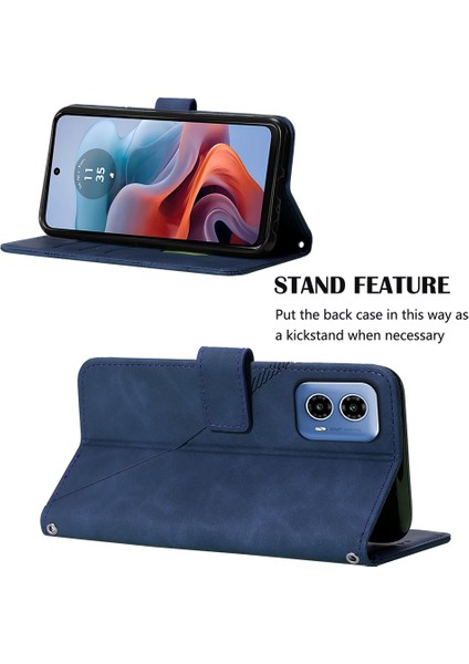 Motorola Moto G45 5G/G34 5g Deri Kılıf El Kayışı Cüzdan Standı Telefon Kılıfı-Safir (Yurt Dışından) modelleri
