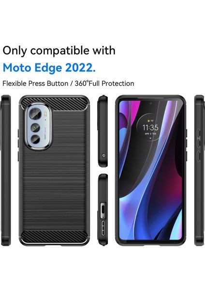 Motorola Edge (2022) 5g Kalınlaştırılmış Telefon Kılıfı Fırçalanmış Karbon Fiber Dokulu Çizilmez Arka Kapak-Siyah (Yurt Dışından) fırsatları