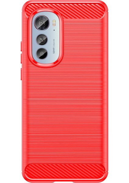 Motorola Edge (2022) 5g Kalınlaştırılmış Telefon Kılıfı Fırçalanmış Karbon Fiber Dokulu Çizilmez Arka Kapak-Kırmızı (Yurt Dışından) modelleri