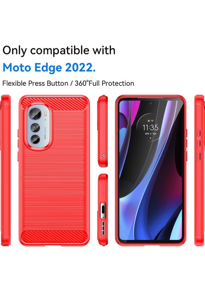 Motorola Edge (2022) 5g Kalınlaştırılmış Telefon Kılıfı Fırçalanmış Karbon Fiber Dokulu Çizilmez Arka Kapak-Kırmızı (Yurt Dışından) fırsatları