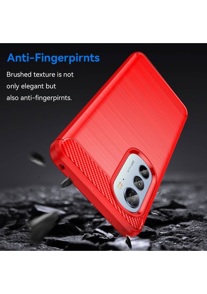 Motorola Edge (2022) 5g Kalınlaştırılmış Telefon Kılıfı Fırçalanmış Karbon Fiber Dokulu Çizilmez Arka Kapak-Kırmızı (Yurt Dışından) indirimleri