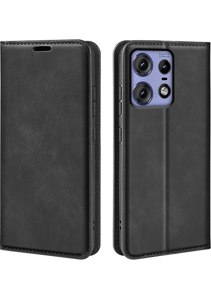 Motorola Edge 50 Pro 5g Kılıf Cüzdan Kart Tutucu Cilt Dostu Deri Cep Telefonu Kılıfı-Siyah (Yurt Dışından)