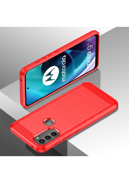 Motorola Moto G71 5g-Kırmızı Için Süper Esnek Tpu Kılıf Karbon Fiber Doku Fırçalanmış Yüzey Telefon Kılıfı Şok Emici Tampon (Yurt Dışından) fiyatları