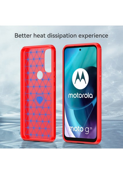 Motorola Moto G71 5g-Kırmızı Için Süper Esnek Tpu Kılıf Karbon Fiber Doku Fırçalanmış Yüzey Telefon Kılıfı Şok Emici Tampon (Yurt Dışından) modelleri