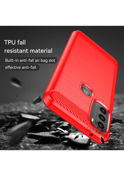 Motorola Moto G71 5g-Kırmızı Için Süper Esnek Tpu Kılıf Karbon Fiber Doku Fırçalanmış Yüzey Telefon Kılıfı Şok Emici Tampon (Yurt Dışından) fırsatları