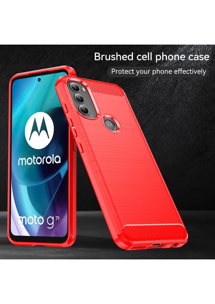 Motorola Moto G71 5g-Kırmızı Için Süper Esnek Tpu Kılıf Karbon Fiber Doku Fırçalanmış Yüzey Telefon Kılıfı Şok Emici Tampon (Yurt Dışından) indirimleri