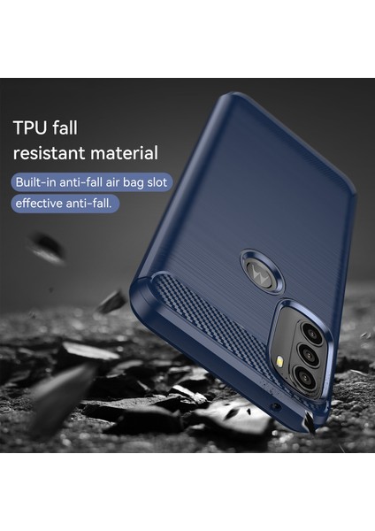 Motorola Moto G71 5g-Mavi Için Süper Esnek Tpu Kılıf Karbon Fiber Doku Fırçalanmış Yüzey Telefon Kılıfı Şok Emici Tampon (Yurt Dışından) fırsatları