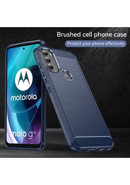 Motorola Moto G71 5g-Mavi Için Süper Esnek Tpu Kılıf Karbon Fiber Doku Fırçalanmış Yüzey Telefon Kılıfı Şok Emici Tampon (Yurt Dışından) indirimleri