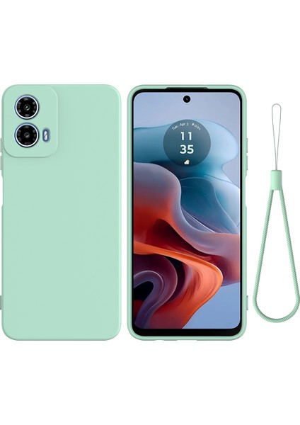 Motorola Moto G45 5G/G34 5g Kılıf Sıvı Silikon Arka Kapak Fiber Astarlı-Yeşil (Yurt Dışından)