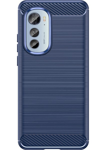 Motorola Edge (2022) 5g Kalınlaştırılmış Telefon Kılıfı Fırçalanmış Karbon Fiber Dokulu Çizilmez Arka Kapak-Mavi (Yurt Dışından) modelleri
