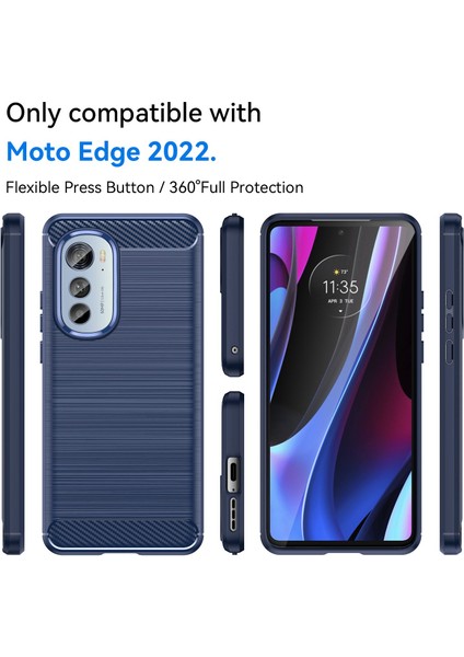Motorola Edge (2022) 5g Kalınlaştırılmış Telefon Kılıfı Fırçalanmış Karbon Fiber Dokulu Çizilmez Arka Kapak-Mavi (Yurt Dışından) fırsatları