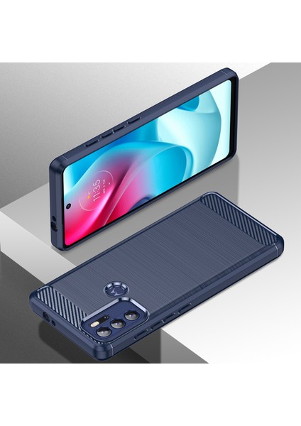 1.8mm Isı Dağılımı Karbon Fiber Doku Fırçalanmış Yüzey Süper Esnek Tpu Kılıf Telefon Kılıfı Motorola Moto G60S-MAVI (Yurt Dışından) fiyatları