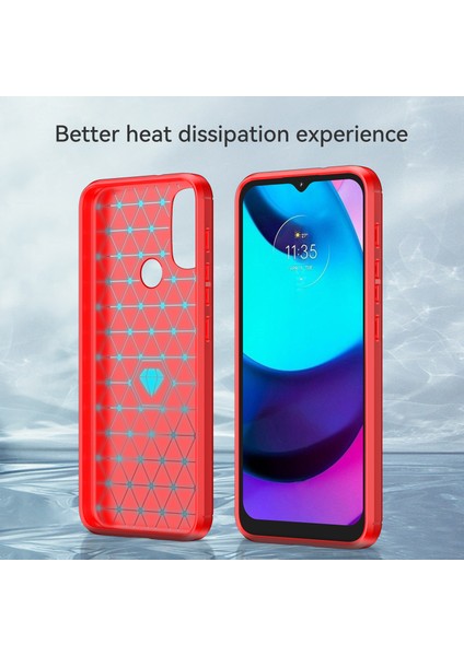 1.8mm Karbon Fiber Doku Fırçalanmış Yüzey Tpu Kılıf Hava Yastığı Tamponlama Süper Esnek Telefon Kılıfı Motorola Moto E40/E30/E20-KIRMIZI (Yurt Dışından) modelleri