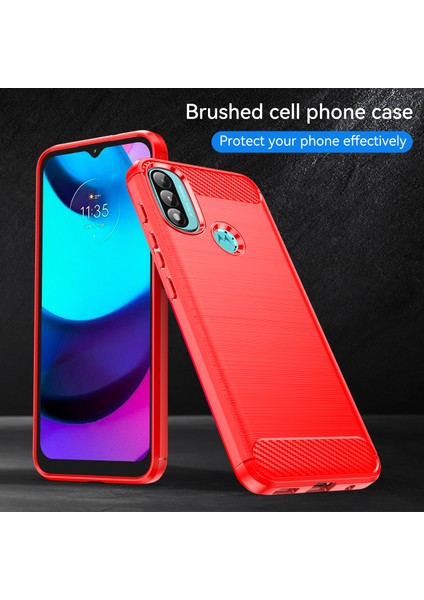 1.8mm Karbon Fiber Doku Fırçalanmış Yüzey Tpu Kılıf Hava Yastığı Tamponlama Süper Esnek Telefon Kılıfı Motorola Moto E40/E30/E20-KIRMIZI (Yurt Dışından) fırsatları