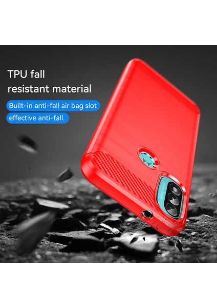 1.8mm Karbon Fiber Doku Fırçalanmış Yüzey Tpu Kılıf Hava Yastığı Tamponlama Süper Esnek Telefon Kılıfı Motorola Moto E40/E30/E20-KIRMIZI (Yurt Dışından) indirimleri