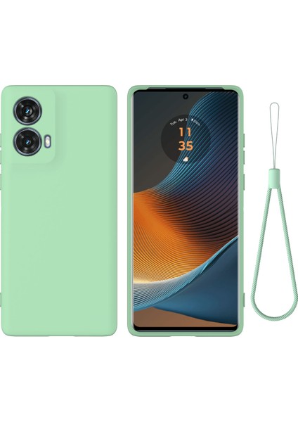 Motorola Moto G85 5G/S50 Neo 5g Kılıf Bilek Kayışlı Sıvı Silikon Telefon Kılıfı-Yeşil (Yurt Dışından)