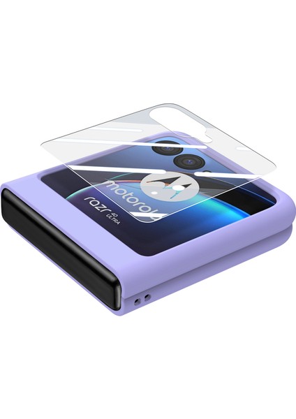Motorola Razr 40 Ultra 5g Kılıf Halka Kickstand Pc Telefon Kılıfı Temperli Cam Arka Ekran Filmi-Mor (Yurt Dışından) fırsatları