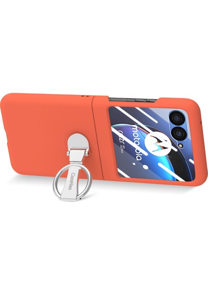 Motorola Razr 40 Ultra 5g Kılıf Halka Kickstand Pc Telefon Kılıfı Temperli Cam Arka Ekran Filmi-Turuncu (Yurt Dışından) modelleri