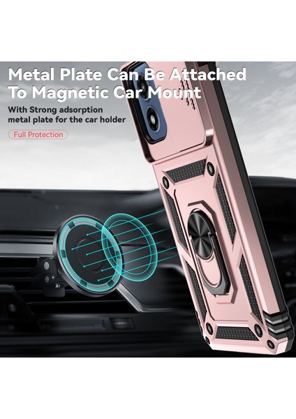 Motorola Moto G Play (2024) 4g Kılıf Pc + Tpu Darbeye Dayanıklı Telefon Kabuğu Kamera Sürgülü Kapak ve Destek Ayağı - Gül Altını (Yurt Dışından) modelleri