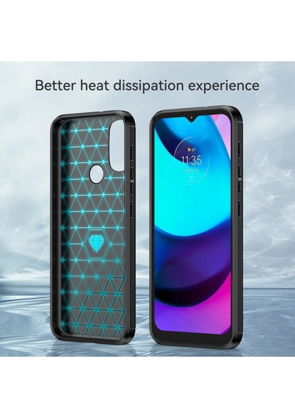 1.8mm Karbon Fiber Doku Fırçalanmış Yüzey Tpu Kılıf Hava Yastığı Tamponlama Süper Esnek Telefon Kılıfı Motorola Moto E40/E30/E20-SIYAH (Yurt Dışından) modelleri