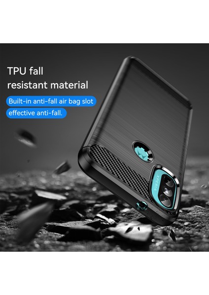 1.8mm Karbon Fiber Doku Fırçalanmış Yüzey Tpu Kılıf Hava Yastığı Tamponlama Süper Esnek Telefon Kılıfı Motorola Moto E40/E30/E20-SIYAH (Yurt Dışından) indirimleri