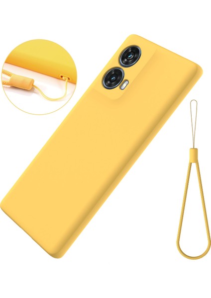 Motorola Moto G85 5G/S50 Neo 5g Kılıf Bilek Kayışlı Sıvı Silikon Telefon Kılıfı-Sarı (Yurt Dışından) fiyatları