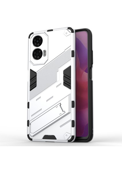 Motorola Moto G24 4g Kılıf Pc+Tpu Darbeye Dayanıklı Telefon Kılıfı Kickstand Ile-Beyaz (Yurt Dışından)