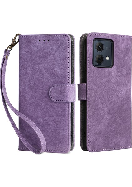 Motorola Moto G84 5g Kılıf Rfıd Engelleme Cüzdanı Düşmeye Karşı Telefon Kılıfı Askılı-Mor (Yurt Dışından)