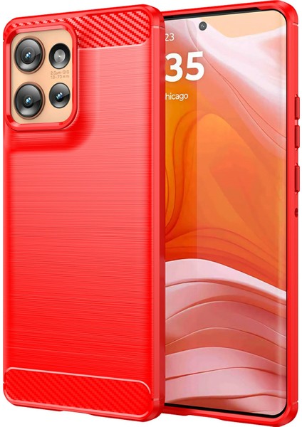Motorola Edge 50 5g Kılıf Karbon Fiber Doku Tpu Fırçalanmış Telefon Kılıfı-Kırmızı (Yurt Dışından)