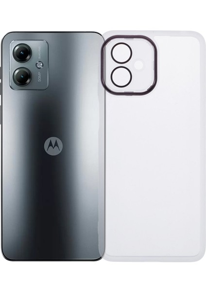 Dksm Serisi Motorola Moto G14 4g Kılıf Elektrokaplama Kamera Çerçevesi Tpu Telefon Kılıfı-Şeffaf Beyaz (Yurt Dışından)