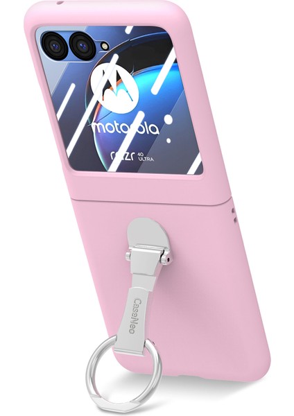 Motorola Razr 40 Ultra 5g Kılıf Halka Kickstand Pc Telefon Kılıfı Temperli Cam Arka Ekran Filmi-Pembe (Yurt Dışından) fiyatları