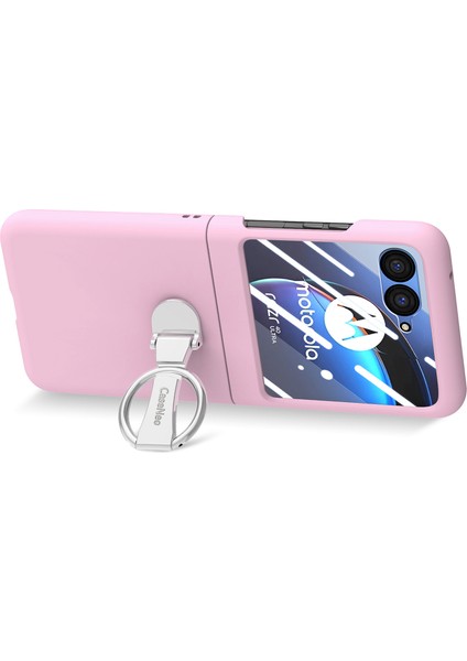 Motorola Razr 40 Ultra 5g Kılıf Halka Kickstand Pc Telefon Kılıfı Temperli Cam Arka Ekran Filmi-Pembe (Yurt Dışından) modelleri