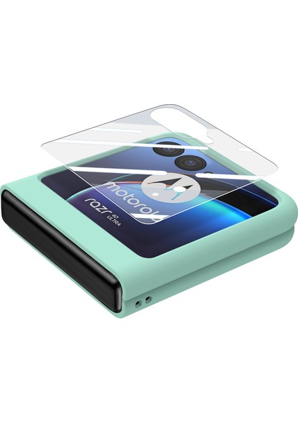 Motorola Razr 40 Ultra 5g Kılıf Halka Kickstand Pc Telefon Kılıfı Temperli Cam Arka Ekran Filmi-Açık Yeşil (Yurt Dışından) fırsatları