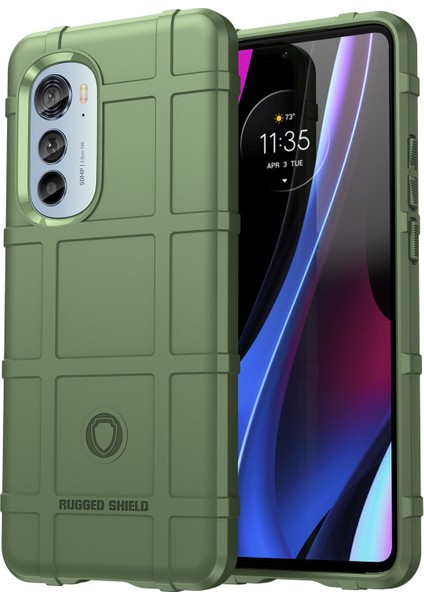 Motorola Edge (2022)5G Grid Kaymaz Aşınmaya Karşı Dayanıklı Kare Telefon Kılıfı Kalınlaştırılmış Tpu Şok Emici Koruyucu-Yeşil (Yurt Dışından)