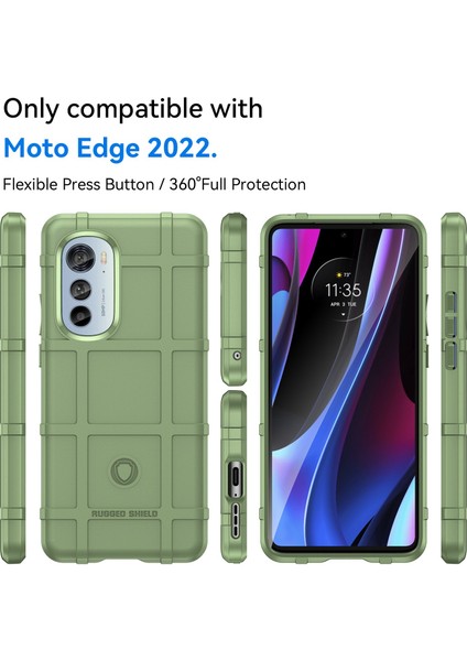 Motorola Edge (2022)5G Grid Kaymaz Aşınmaya Karşı Dayanıklı Kare Telefon Kılıfı Kalınlaştırılmış Tpu Şok Emici Koruyucu-Yeşil (Yurt Dışından) modelleri