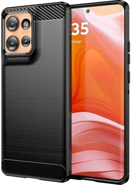 Motorola Edge 50 5g Kılıf Karbon Fiber Doku Tpu Fırçalanmış Telefon Kılıfı-Siyah (Yurt Dışından)