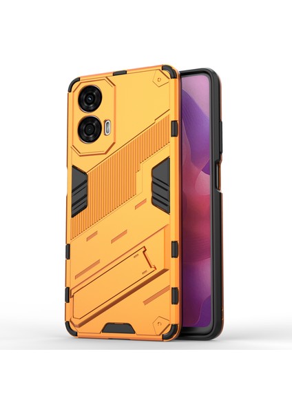 Motorola Moto G24 4g Kılıf Pc+Tpu Darbeye Dayanıklı Telefon Kılıfı Kickstand Ile-Turuncu (Yurt Dışından)