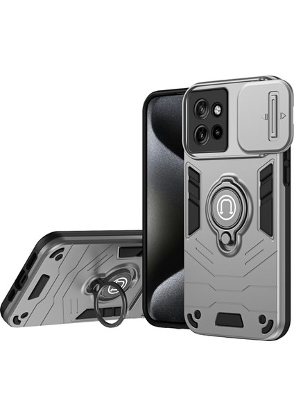 Motorola Edge 50 Neo 5g/moto S50 5g/thinkphone 25 5g Pc+Tpu Kapaklı Kayar Camshield Kickstand-Gri Telefon Kılıfı (Yurt Dışından)