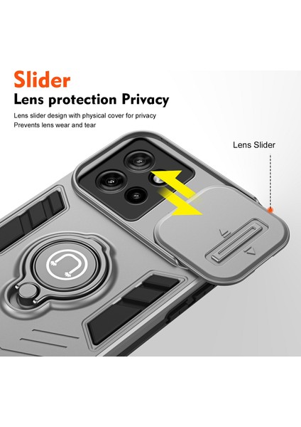 Motorola Edge 50 Neo 5g/moto S50 5g/thinkphone 25 5g Pc+Tpu Kapaklı Kayar Camshield Kickstand-Gri Telefon Kılıfı (Yurt Dışından) fiyatları