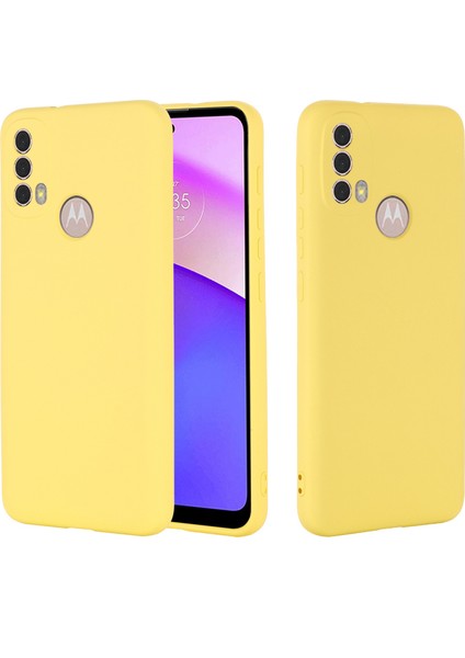 Motorola Moto E20/E30/E40 Sıvı Silikon Koruyucu Kılıf Çizilmez Ince Telefon Kılıfı Kayışlı-Sarı (Yurt Dışından) fiyatları