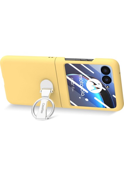 Motorola Razr 40 Ultra 5g Kılıf Halka Kickstand Pc Telefon Kılıfı Temperli Cam Arka Ekran Filmi-Sarı (Yurt Dışından) modelleri