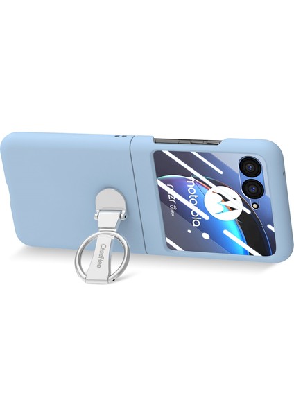 Motorola Razr 40 Ultra 5g Kılıf Halka Kickstand Pc Telefon Kılıfı Temperli Cam Arka Ekran Filmi-Bebek Mavisi (Yurt Dışından) modelleri