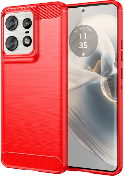 Motorola Edge 50 Pro 5g Kılıf Karbon Fiber Doku Fırçalanmış Yumuşak Tpu Telefon Kılıfı-Kırmızı (Yurt Dışından)
